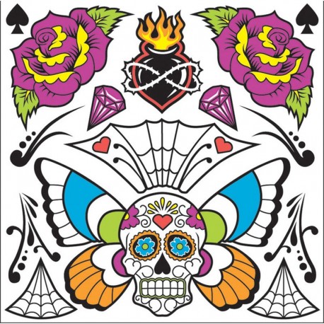 Day of the Dead Neck & Chest Tattoo