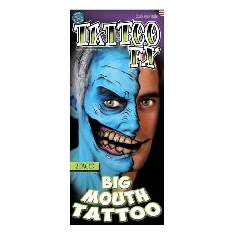 Two Faced Big Mouth Temporary Tattoo