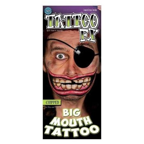 Chipped Big Mouth Temporary Tattoo