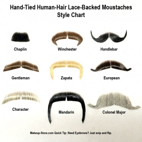 Hand-Tied Human-Hair Mustaches